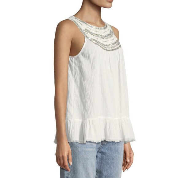 NWT Women's Max Studio Sleeveless Beaded Yoke Blouse Top Sz Medium - Picture 7 of 12
